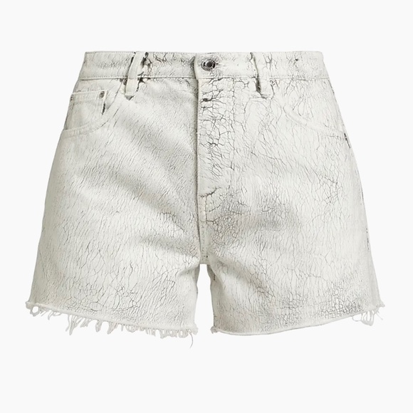 Purple Brand Crackle High-Rise Denim Shorts.Size: 25.